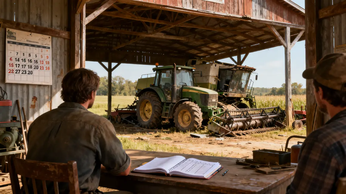 Tracteur moissonneuse panne suivi ferme