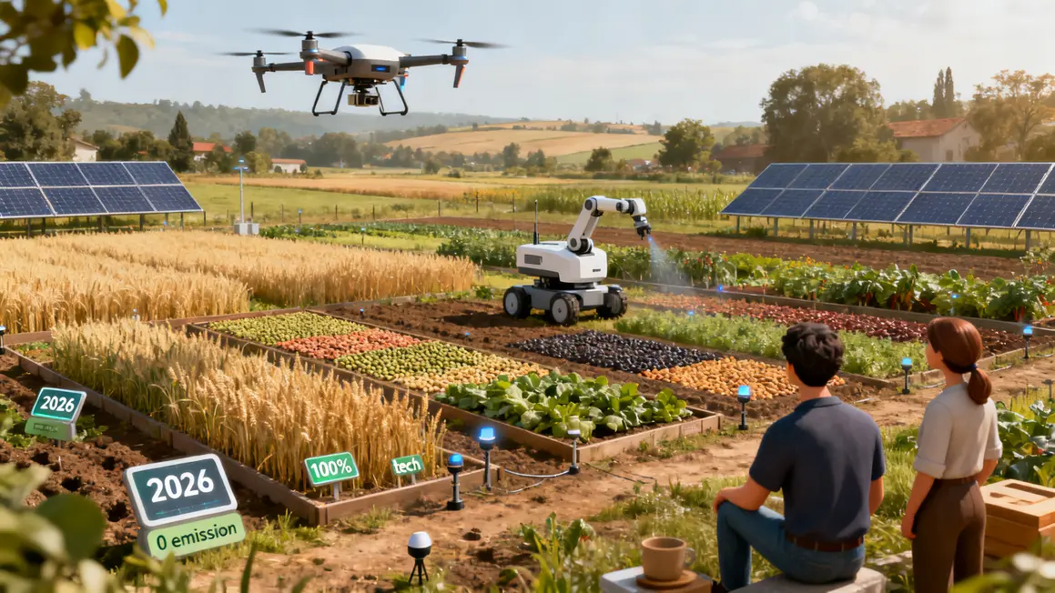 Champ agriculture connectée robots drones 2026