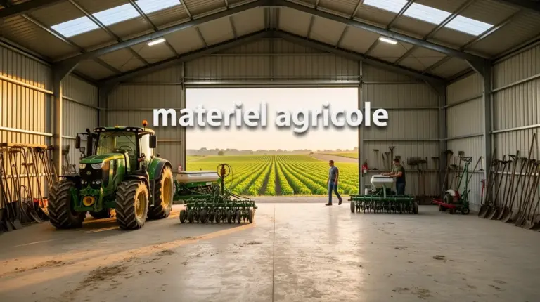 hangar moderne materiel agricole photorealiste
