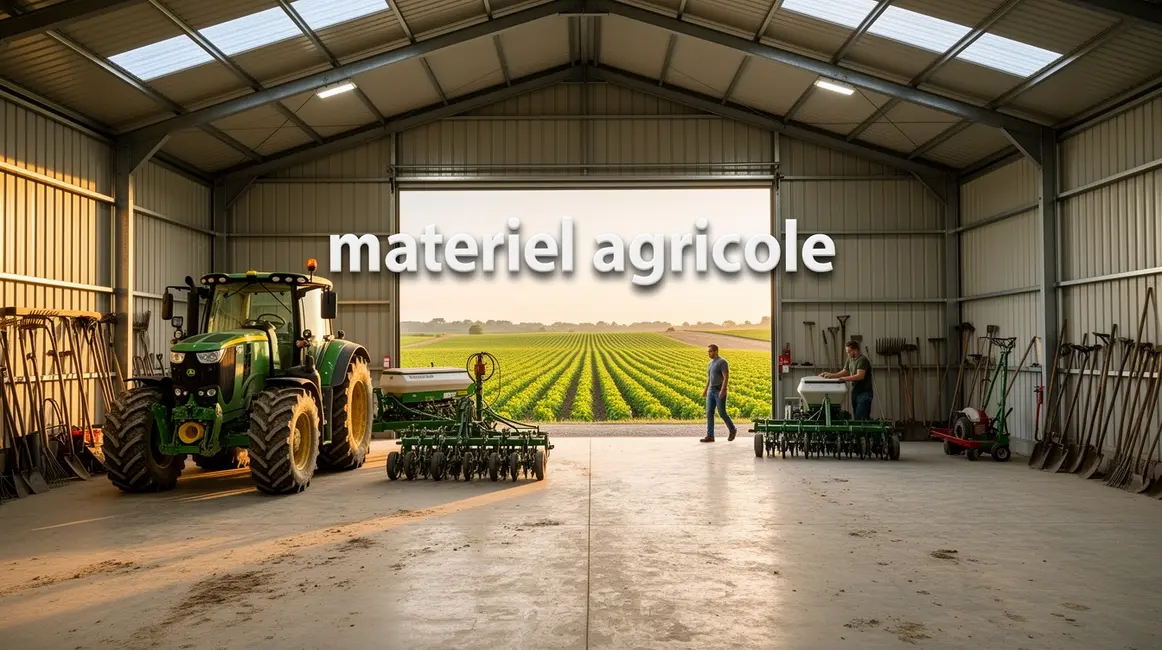 hangar moderne materiel agricole photorealiste