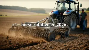 herse rotative en 2026 en usage avec tracteur sur champ