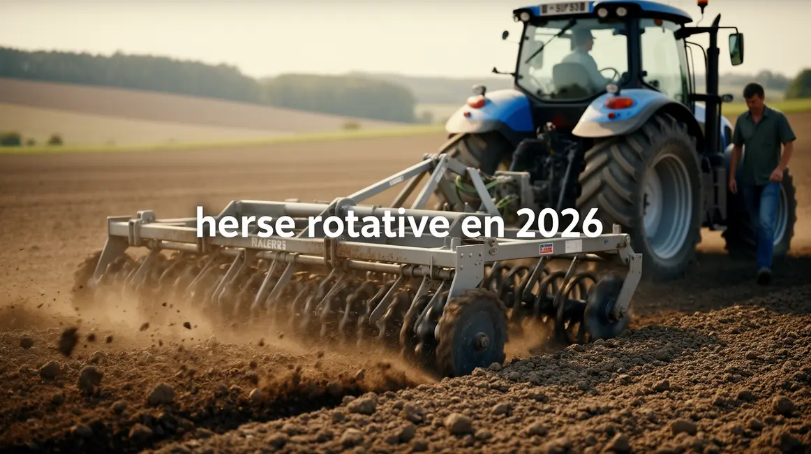 herse rotative en 2026 en usage avec tracteur sur champ