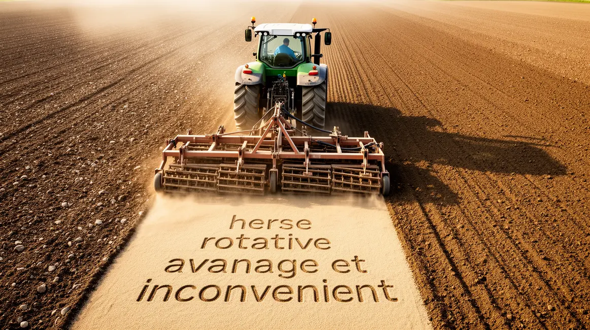 vue champ agriculture herse rotative avantage et inconvenient