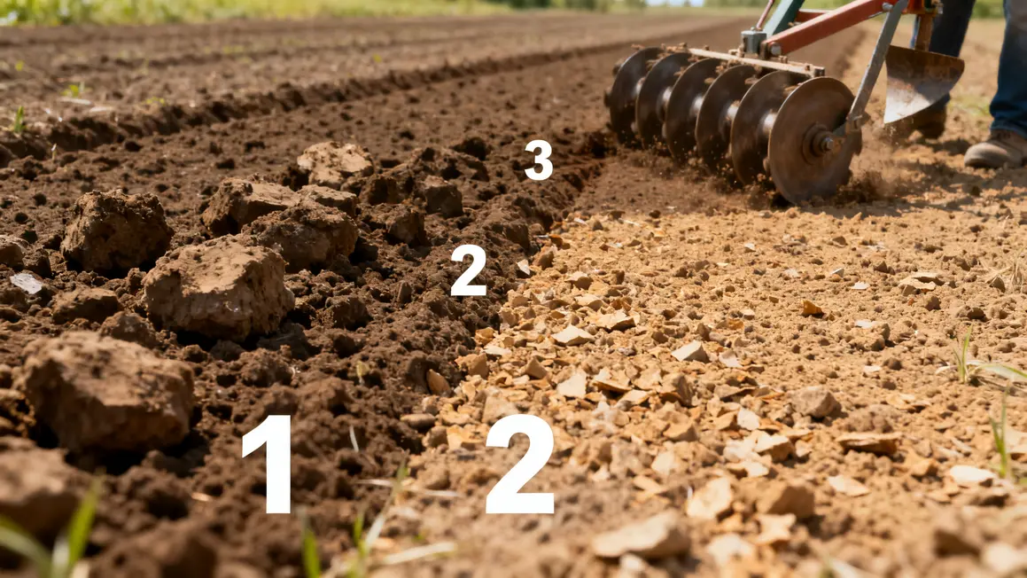 herse rotative émiettement sol champ agricole comparatif