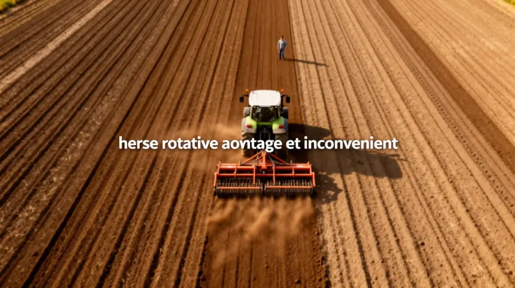 herse rotative vue du dessus sur parcelle agricole