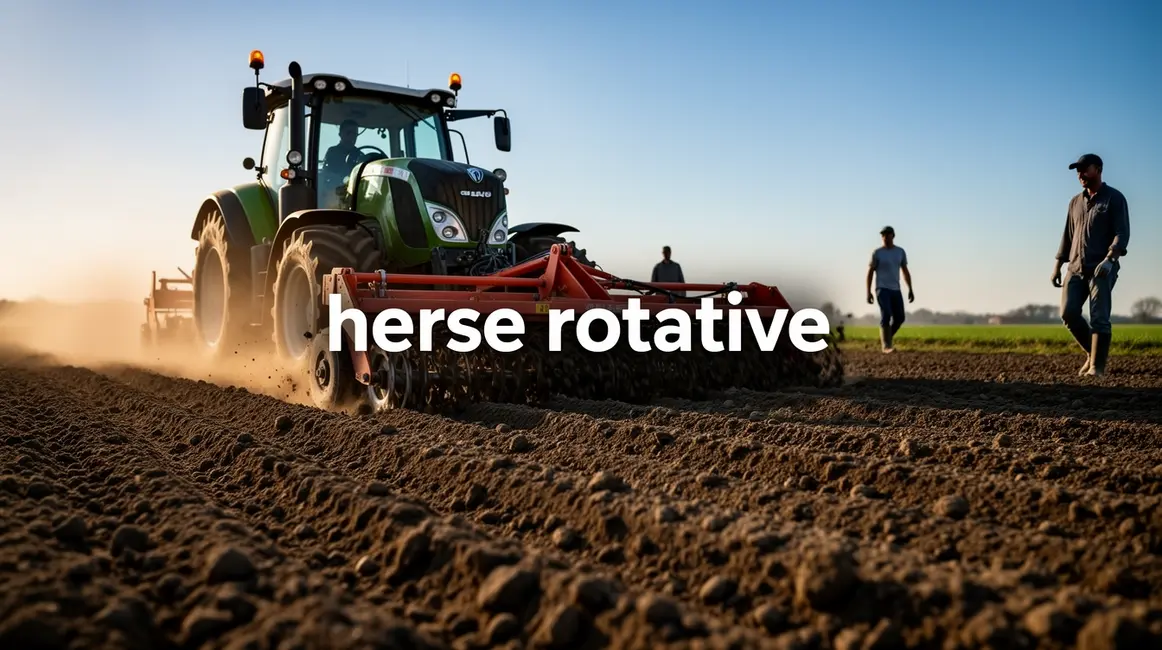 herse rotative sol structure tracteur silhouettes agriculteurs
