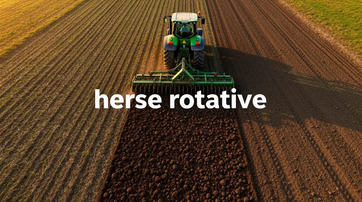 herse rotative vue aerienne tracteur sol fragmente