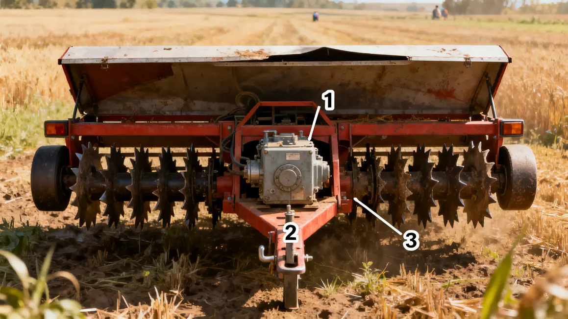 herse rotative dos rotors rouleau transmission attelage