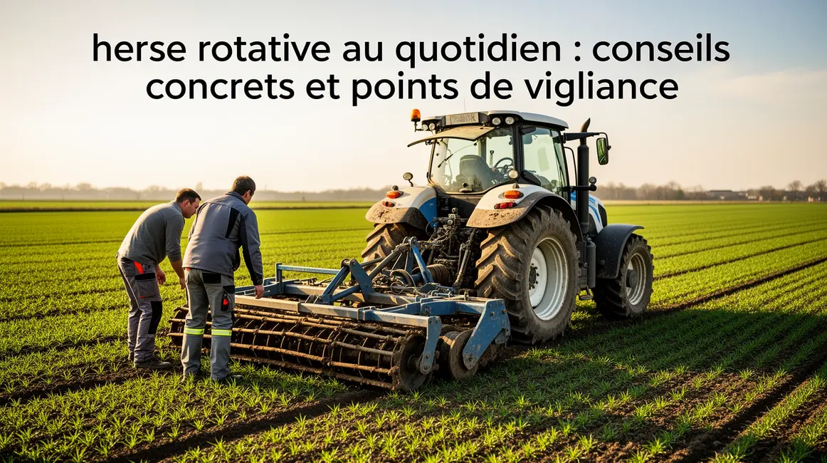 herse rotative sur champ avec operateurs conseils vigilance