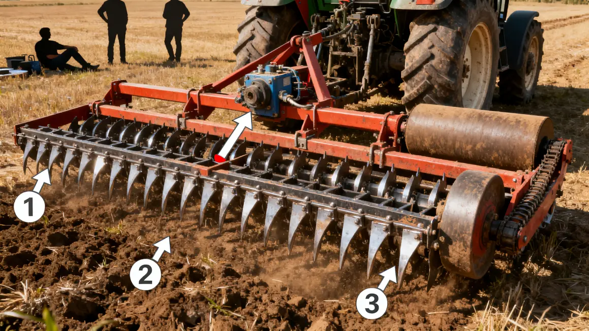 fonctionnement herse rotative dents rouleau