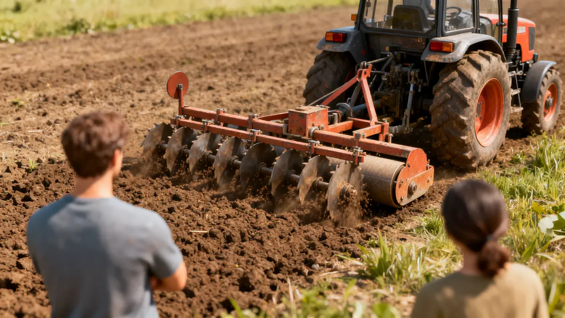 Herse rotative sur micro tracteur avec profondeur 10-12 cm