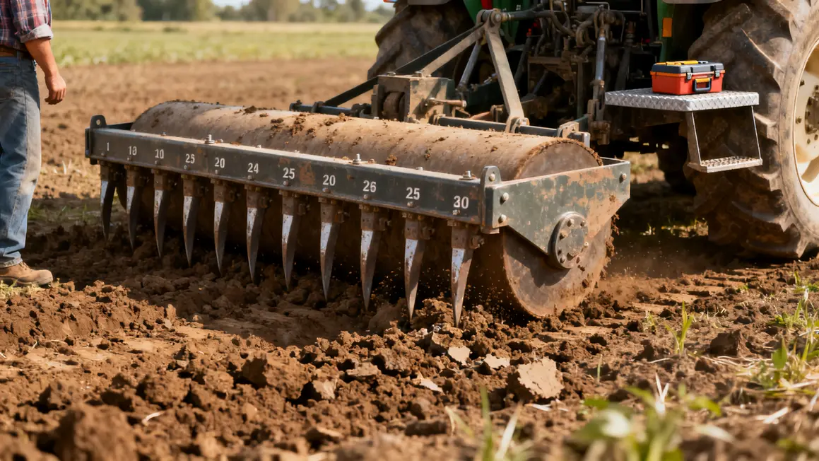 tracteur herse rotative reglage profondeur