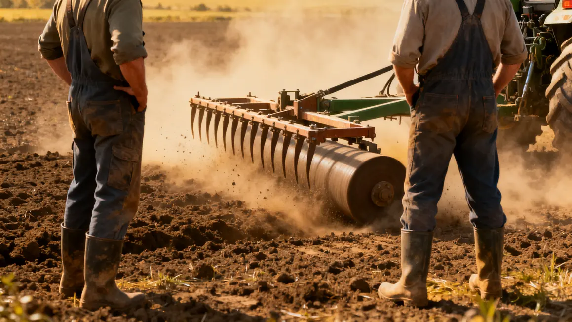 herse rotative tracteur rotors en action