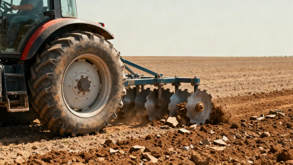 herse rotative tracteur sol argile