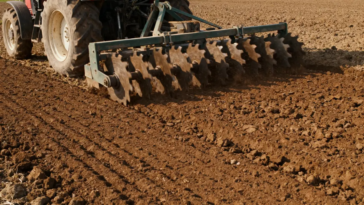 herse rotative dents rotors vue tracteur