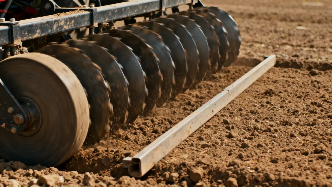 herse rotative gros plan rotors rouleau sol finement emiette