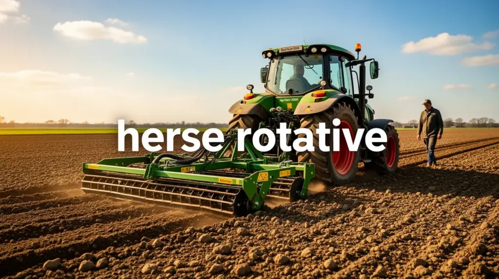champ fraichement prepare herse rotative tracteur