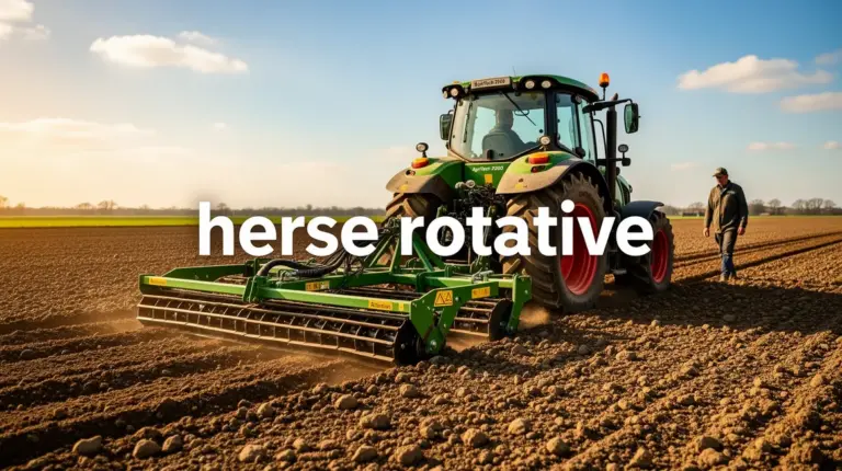 champ fraichement prepare herse rotative tracteur
