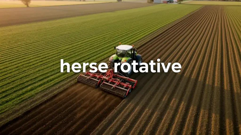 herse rotative en action champ prepare vue aerienne