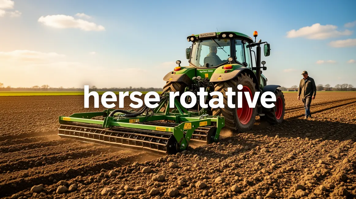 champ fraichement prepare herse rotative tracteur