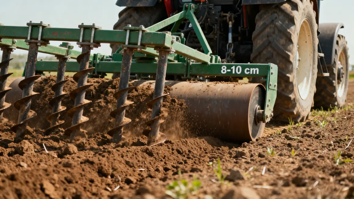 gros plan herse rotative tracteur dents rotors 8-10 cm