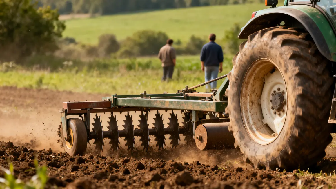herse rotative tracteur sol meuble vue laterale