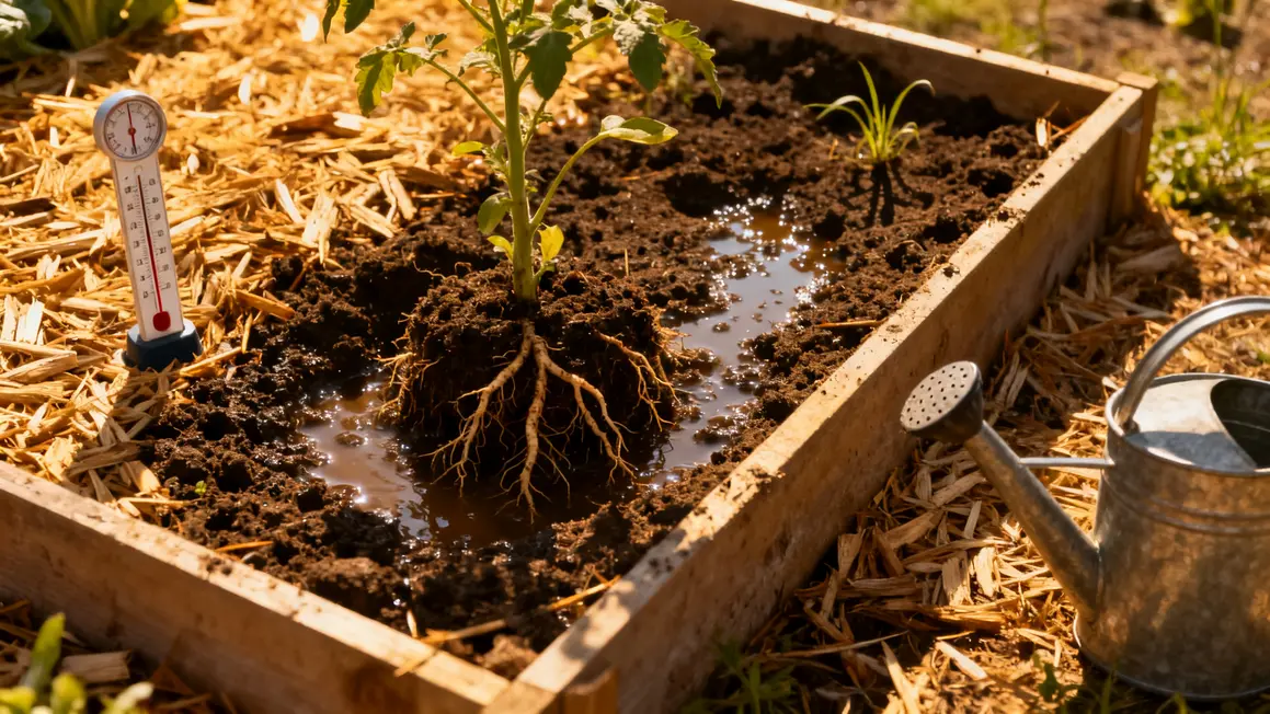 paillage potager isolation gestion eau photorealisme
