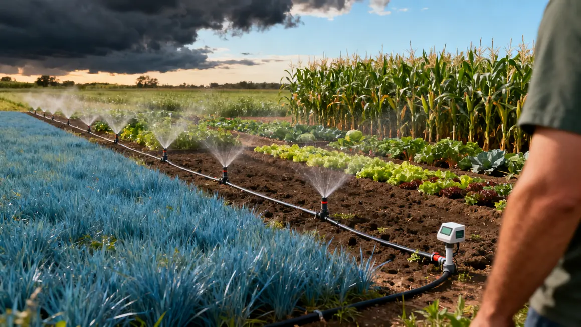 champ irrigation goutte-a-goutte aspersion capteur