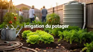 Petit potager avec arrosage, tuyaux, cuve pluie
