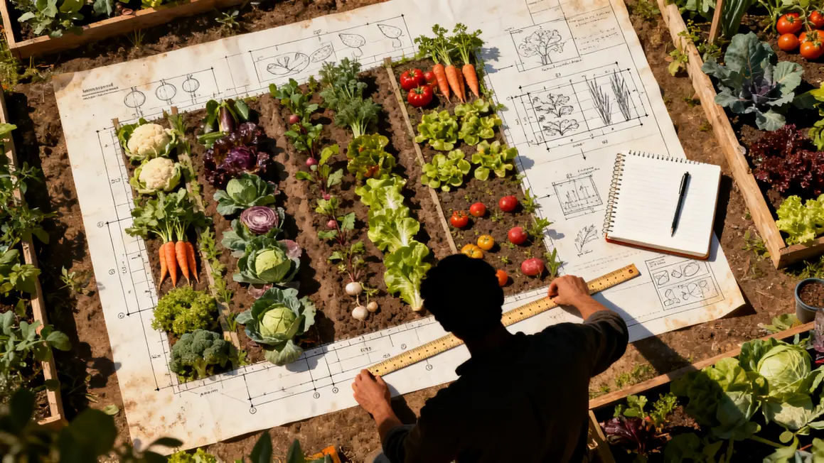 Plan potager irrigation goutte à goutte rangées et mesure