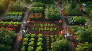 potager avec irrigation vue dessus