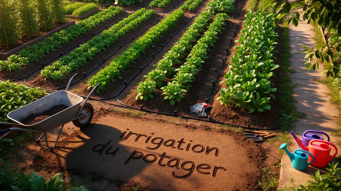 potager irrigue vue aerienne systeme goutte-a-goutte