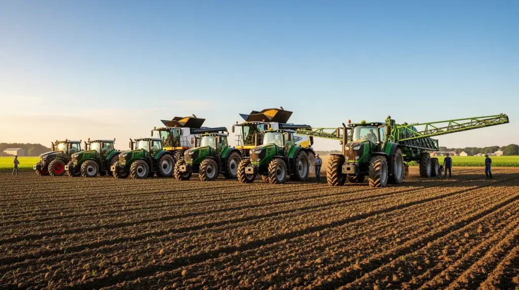 materiel agricole alignement machines sur champ