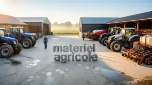materiel agricole ferme moderne aligne sous lumiere matinale