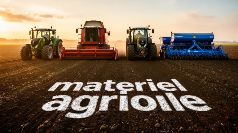 Alignement de machines agricoles au champ, matériel agricole