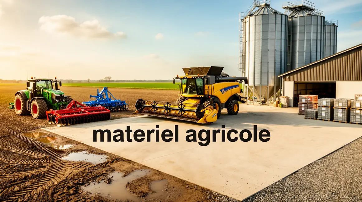 Vue organisee materiel agricole exploitation