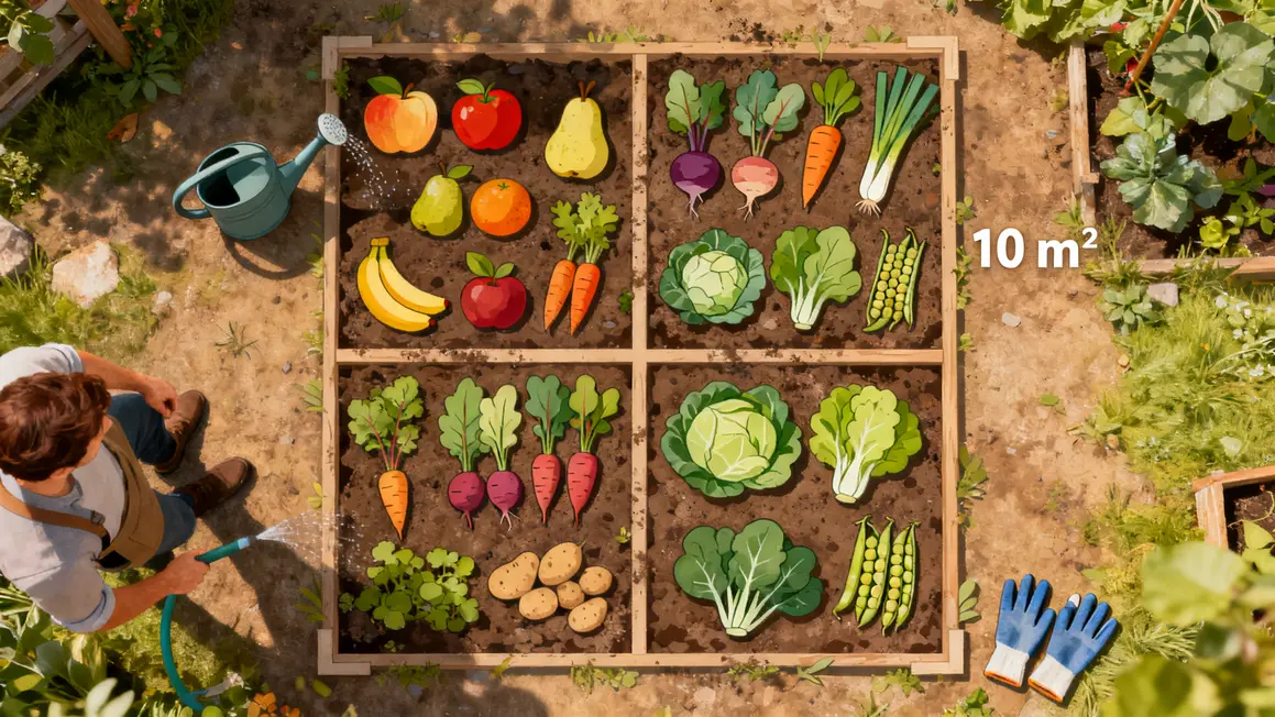 Plan potager bio 2026 10m2 quatre parcelles légumes