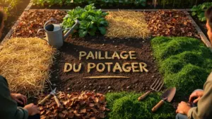 potager paillé naturellement avec paille feuilles tontes