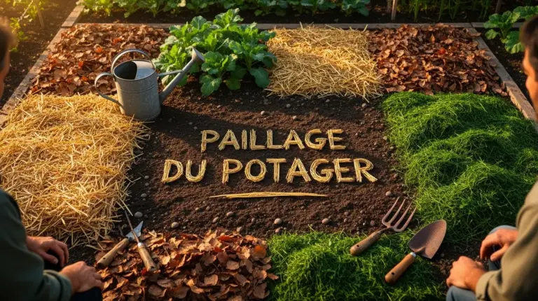 potager paillé naturellement avec paille feuilles tontes