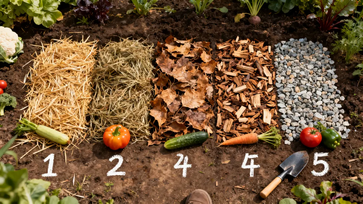 comparatif des matériaux paillage potager alignés