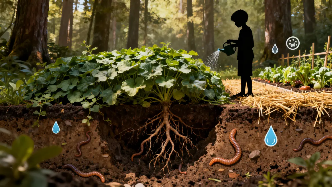 paillage potager foret jardin enfant
