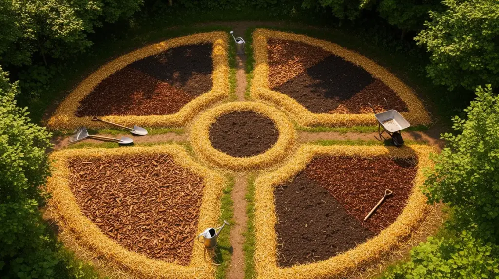 photo potager paillé paille BRF vue drone