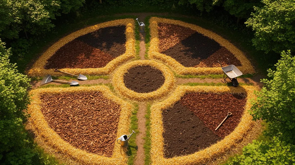 photo potager paillé paille BRF vue drone