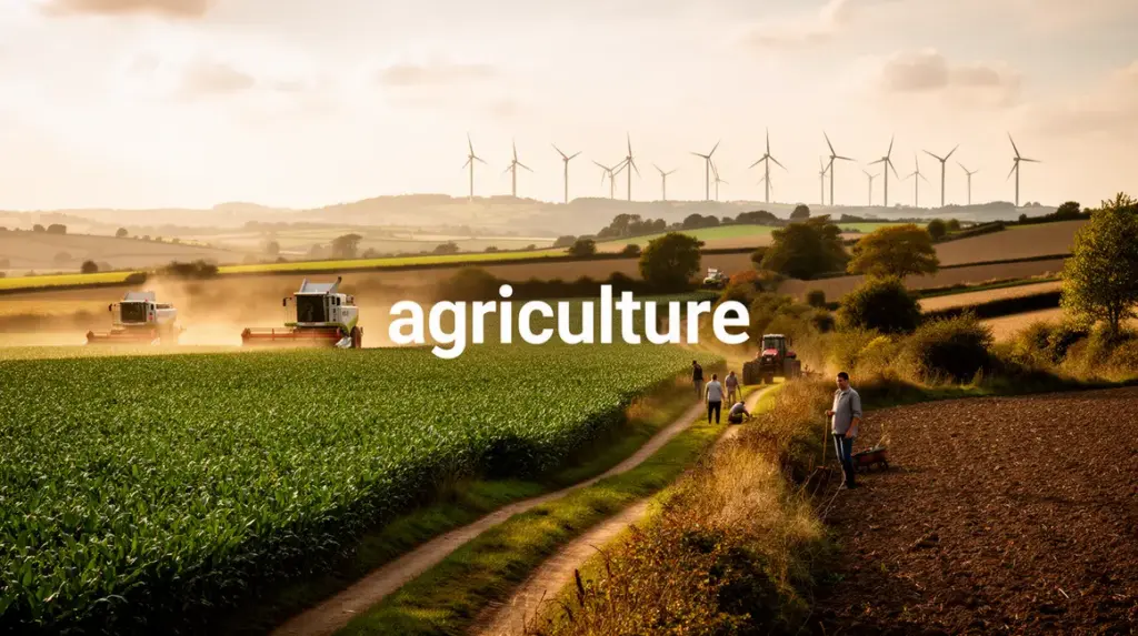 Paysage rural photorealiste avec agriculture moderne