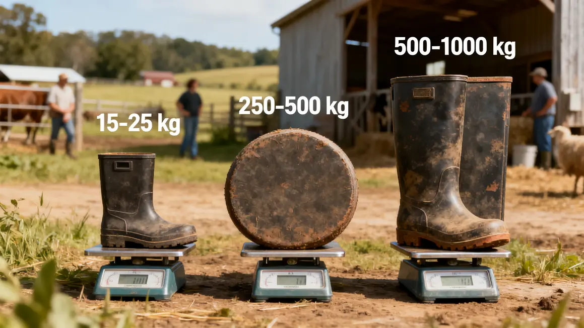 Bottes de paille sur balances poids comparatif formats
