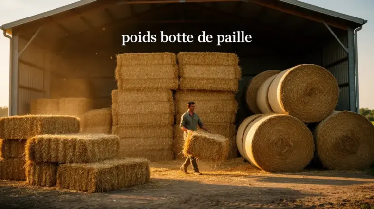 visuel botte de paille petit grand rond devant hangar illustration poids