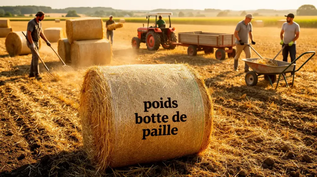 champ avec formats bottes de paille et poids