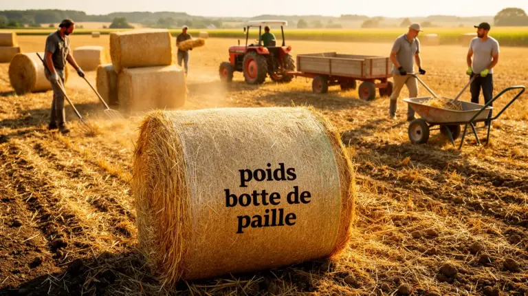 champ avec formats bottes de paille et poids