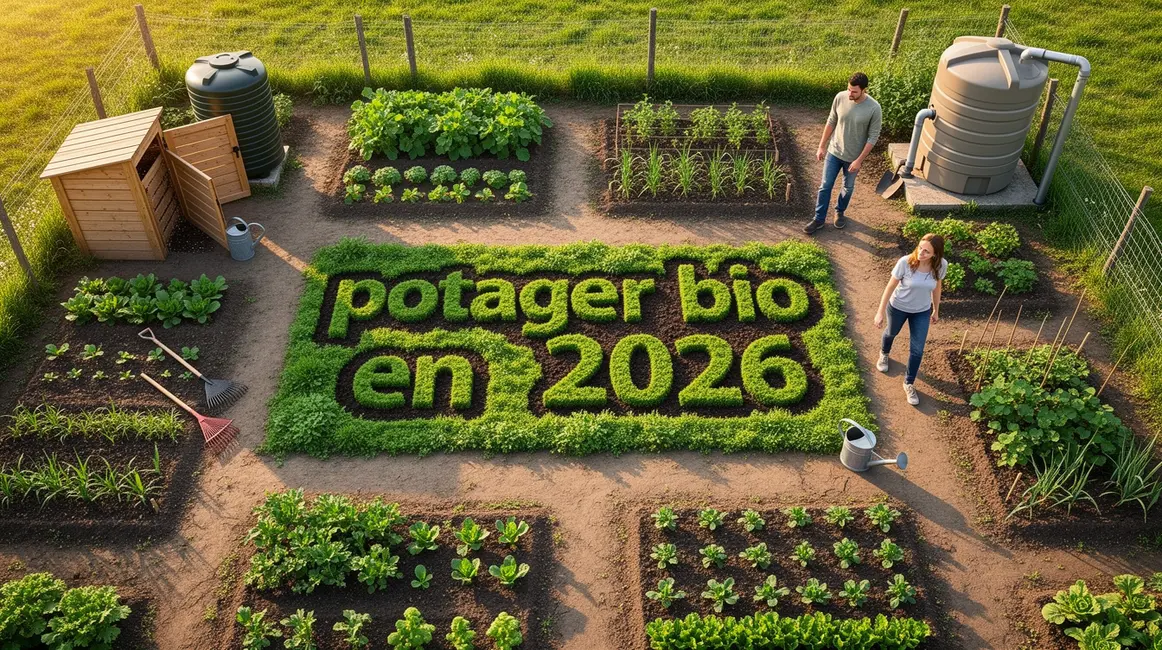 Petit potager bio en 2026 avec composteur et outils basiques