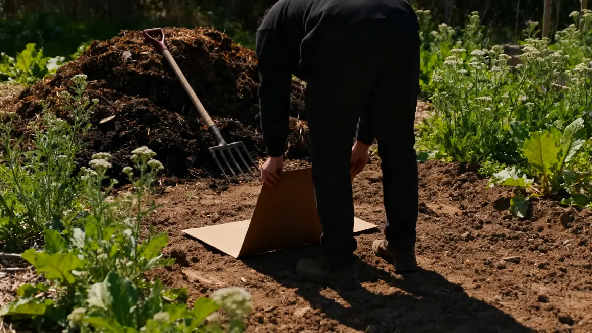 préparation sol potager bio carton brun compost engrais vert